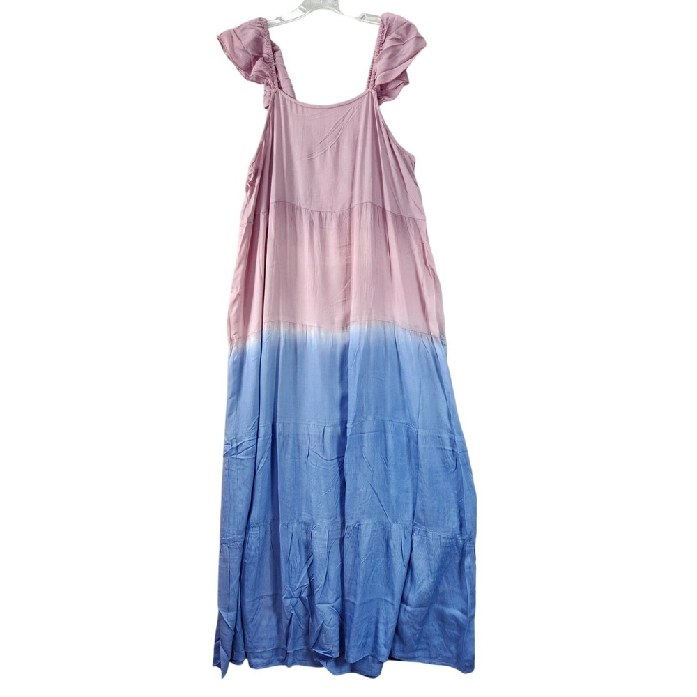 RAVIYA Cover Up Womens Size M Mauve‎ Ombre Tiered Ruffle Sleeve Casual Sundress